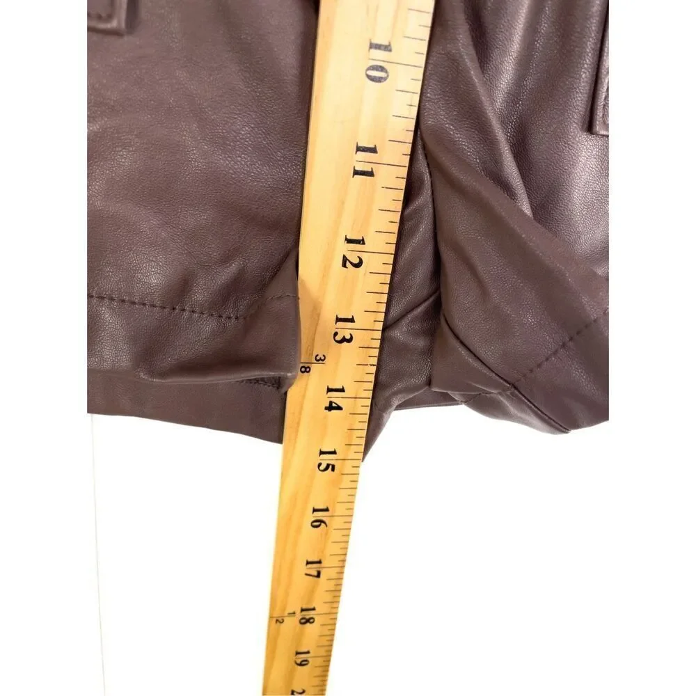 Ci‎ Sono Faux Leather Collection Chocolate Brown Paper Bag Shorts Size L